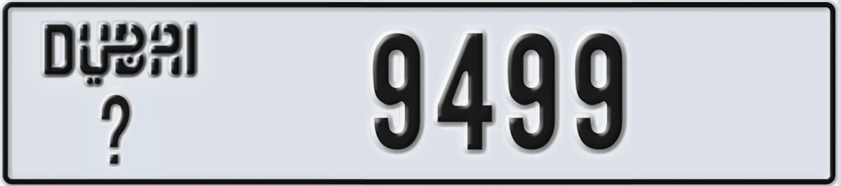 UAE License Plate Dubai X 9499