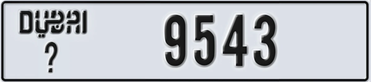 UAE License Plate Dubai @ 9543