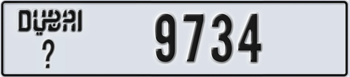 UAE License Plate Dubai @ 9734