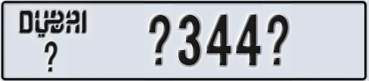 UAE License Plate Dubai @ @344@