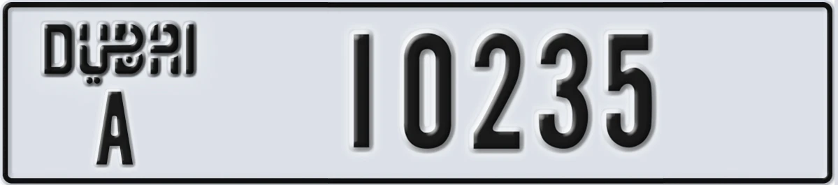 UAE License Plate Dubai A 10235