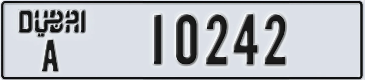 UAE License Plate Dubai A 10242