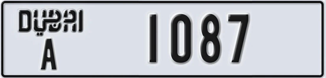 UAE License Plate Dubai A 1087X