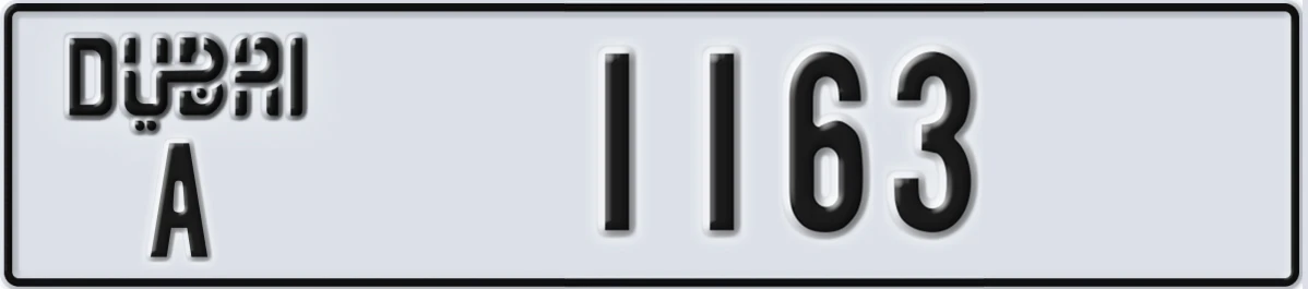 UAE License Plate Dubai A 1163