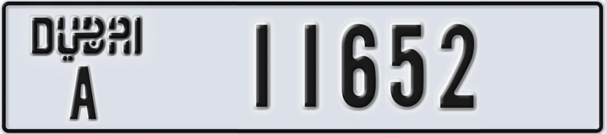 UAE License Plate Dubai A 11652