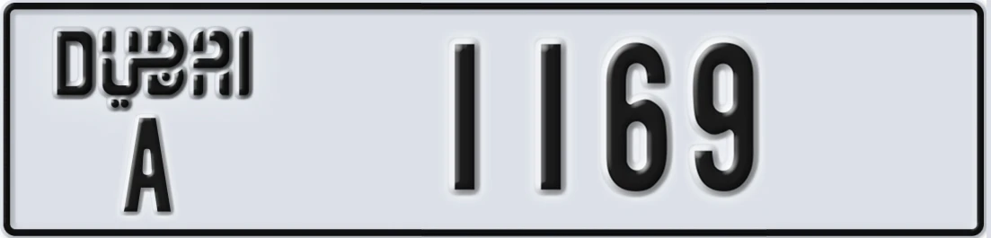 UAE License Plate Dubai A 1169X
