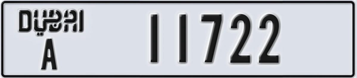 UAE License Plate Dubai A 11722