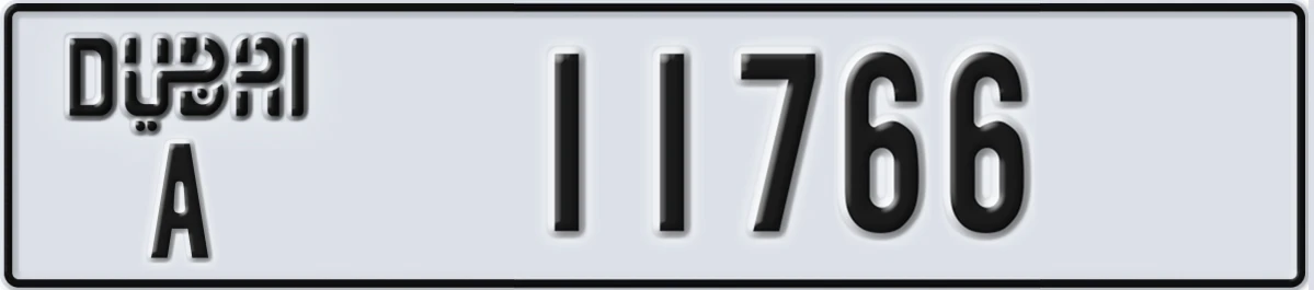 UAE License Plate Dubai A 11766