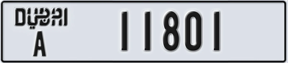 UAE License Plate Dubai A 11801