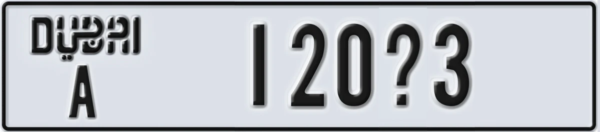 UAE License Plate Dubai A 120@3