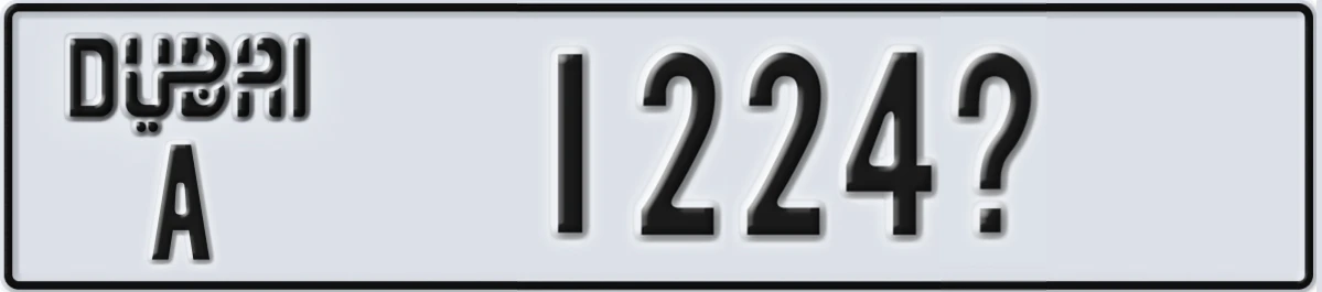 UAE License Plate Dubai A 1224@