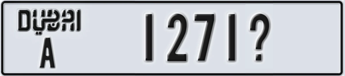 UAE License Plate Dubai A 1271@