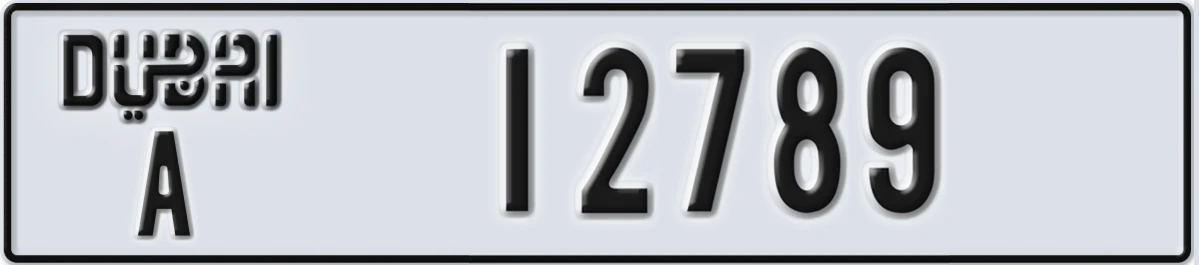 UAE License Plate Dubai A 12789