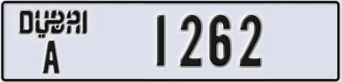 UAE License Plate Dubai A 12X62