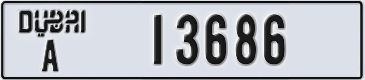 UAE License Plate Dubai A 13686