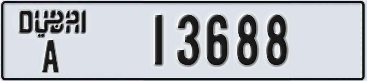 UAE License Plate Dubai A 13688