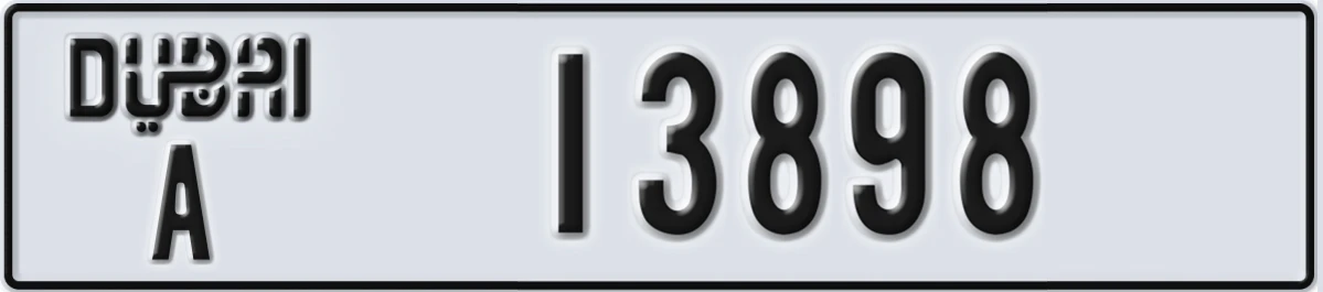 UAE License Plate Dubai A 13898