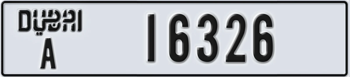 UAE License Plate Dubai A 16326