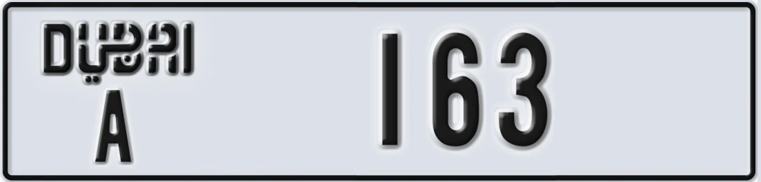 UAE License Plate Dubai A 163X