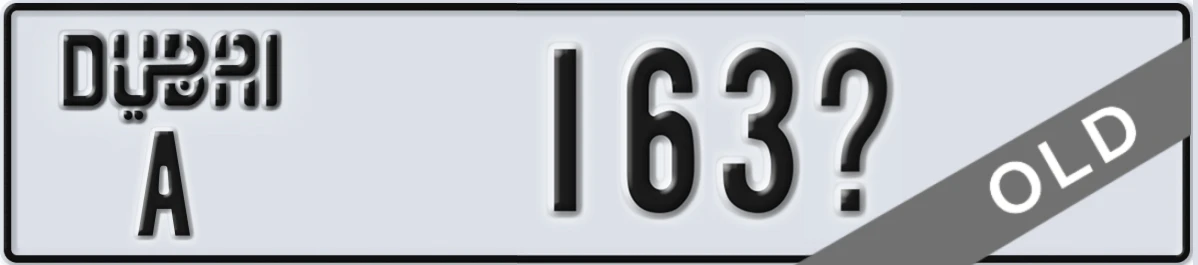UAE License Plate Dubai A 163X