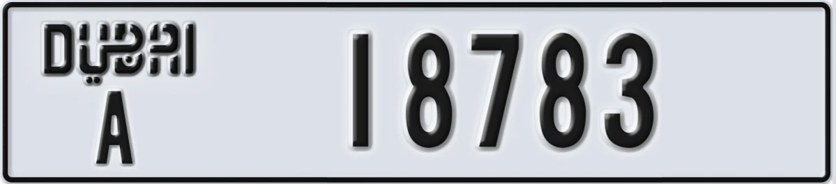 UAE License Plate Dubai A 18783