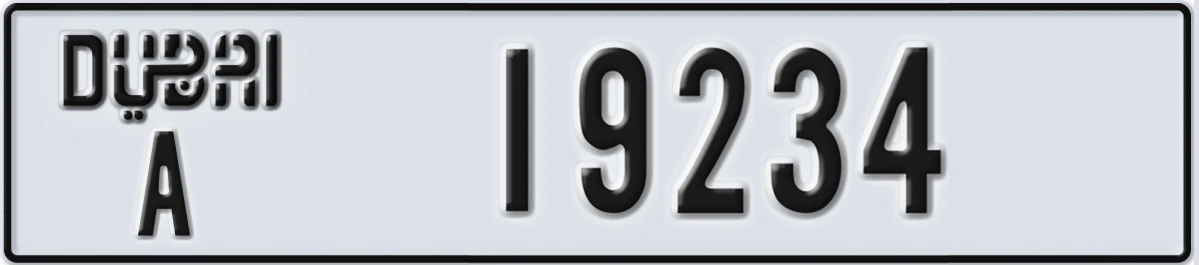 UAE License Plate Dubai A 19234