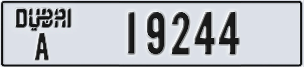 UAE License Plate Dubai A 19244