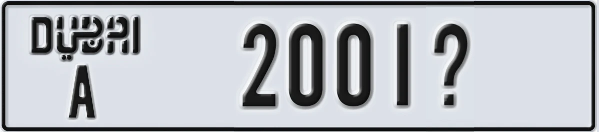 UAE License Plate Dubai A 2001Z