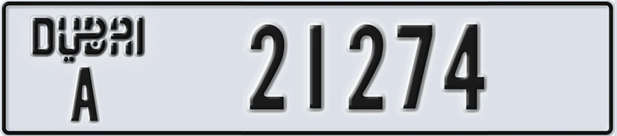 UAE License Plate Dubai A 21274