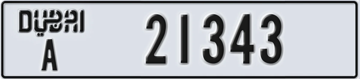 UAE License Plate Dubai A 21343