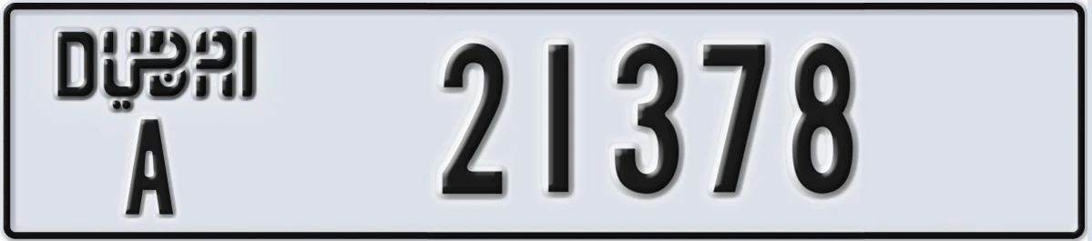 UAE License Plate Dubai A 21378