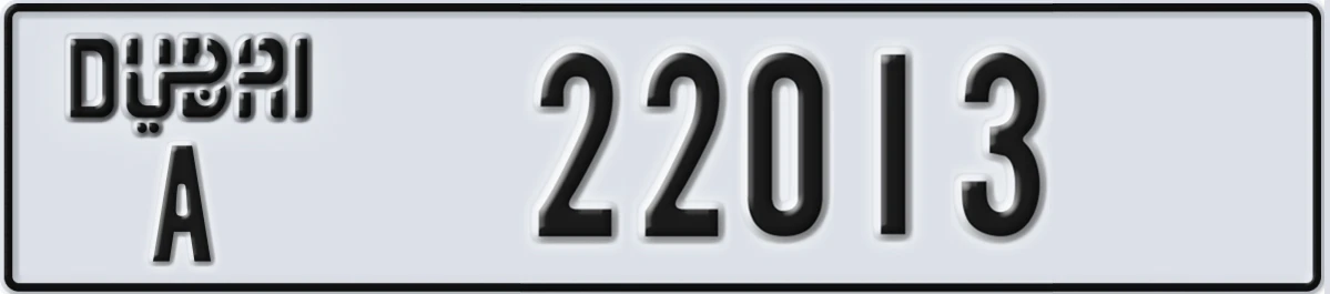UAE License Plate Dubai A 22013