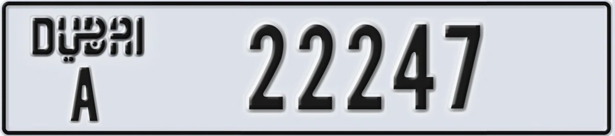 UAE License Plate Dubai A 22247