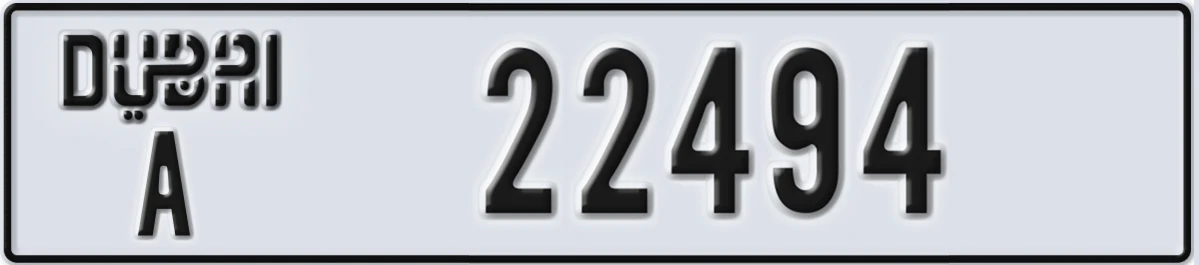 UAE License Plate Dubai A 22494