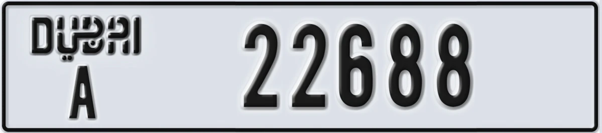 UAE License Plate Dubai A 22688
