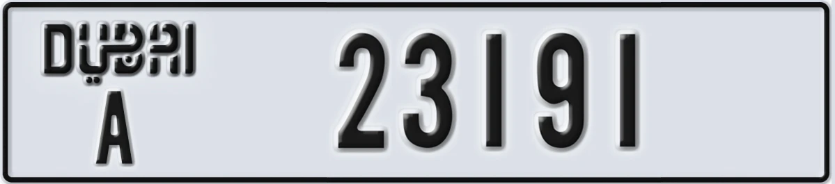 UAE License Plate Dubai A 23191