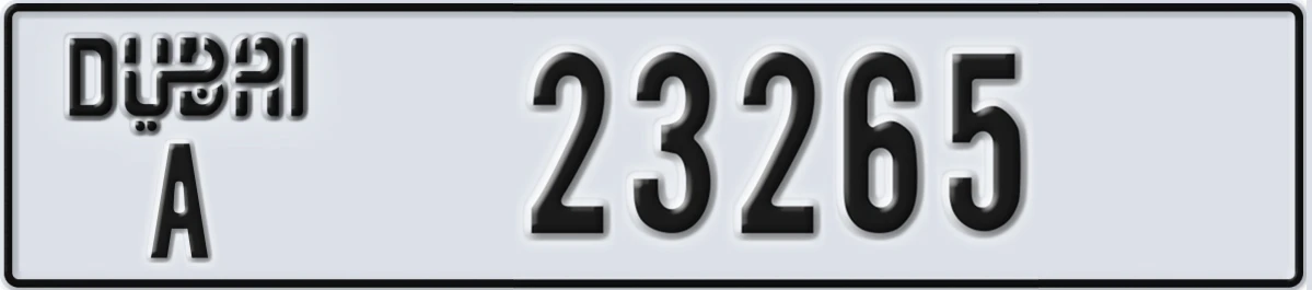 UAE License Plate Dubai A 23265