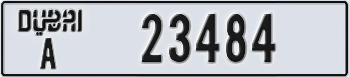 UAE License Plate Dubai A 23484