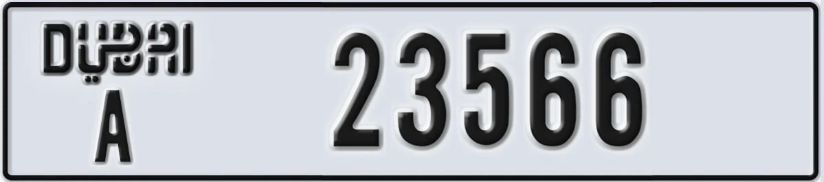 UAE License Plate Dubai A 23566