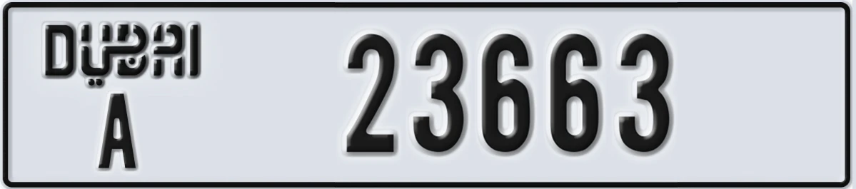 UAE License Plate Dubai A 23663