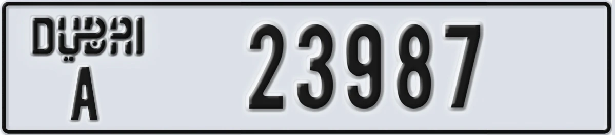UAE License Plate Dubai A 23987