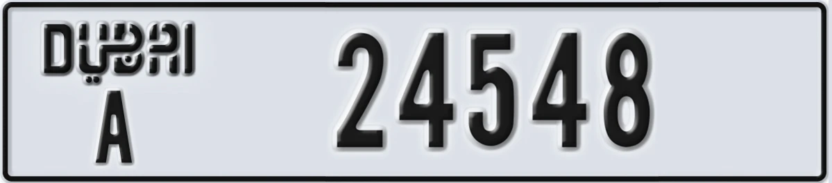 UAE License Plate Dubai A 24548