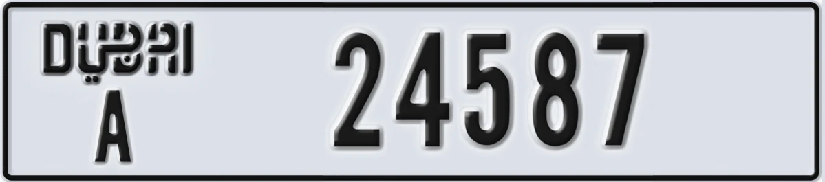 UAE License Plate Dubai A 24587