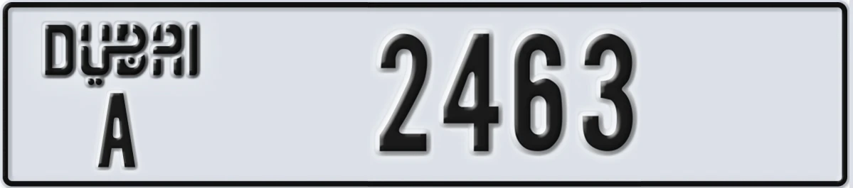UAE License Plate Dubai A 2463