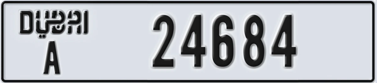 UAE License Plate Dubai A 24684