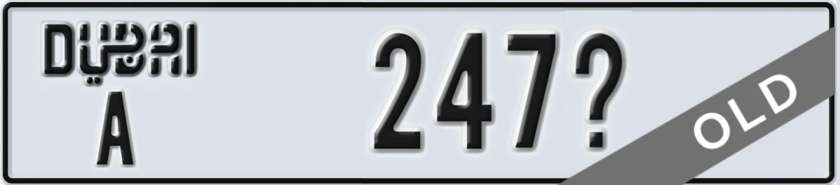 UAE License Plate Dubai A 247X