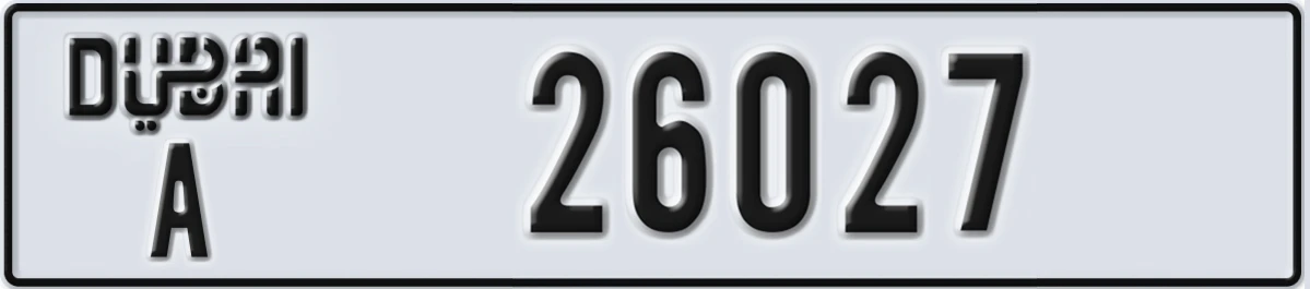 UAE License Plate Dubai A 26027