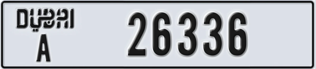 UAE License Plate Dubai A 26336