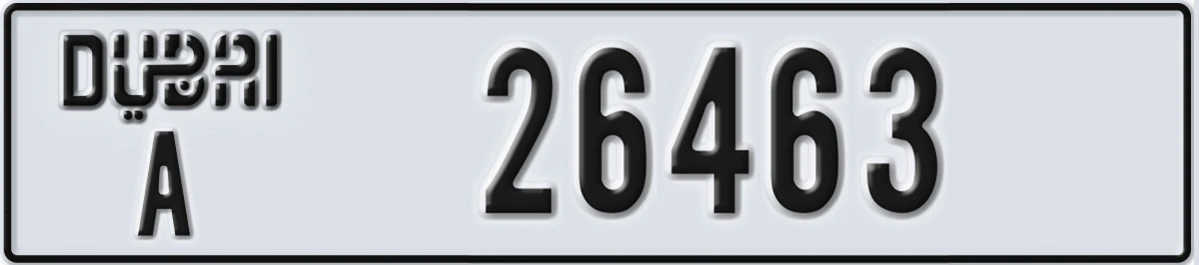 UAE License Plate Dubai A 26463