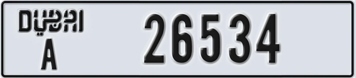 UAE License Plate Dubai A 26534